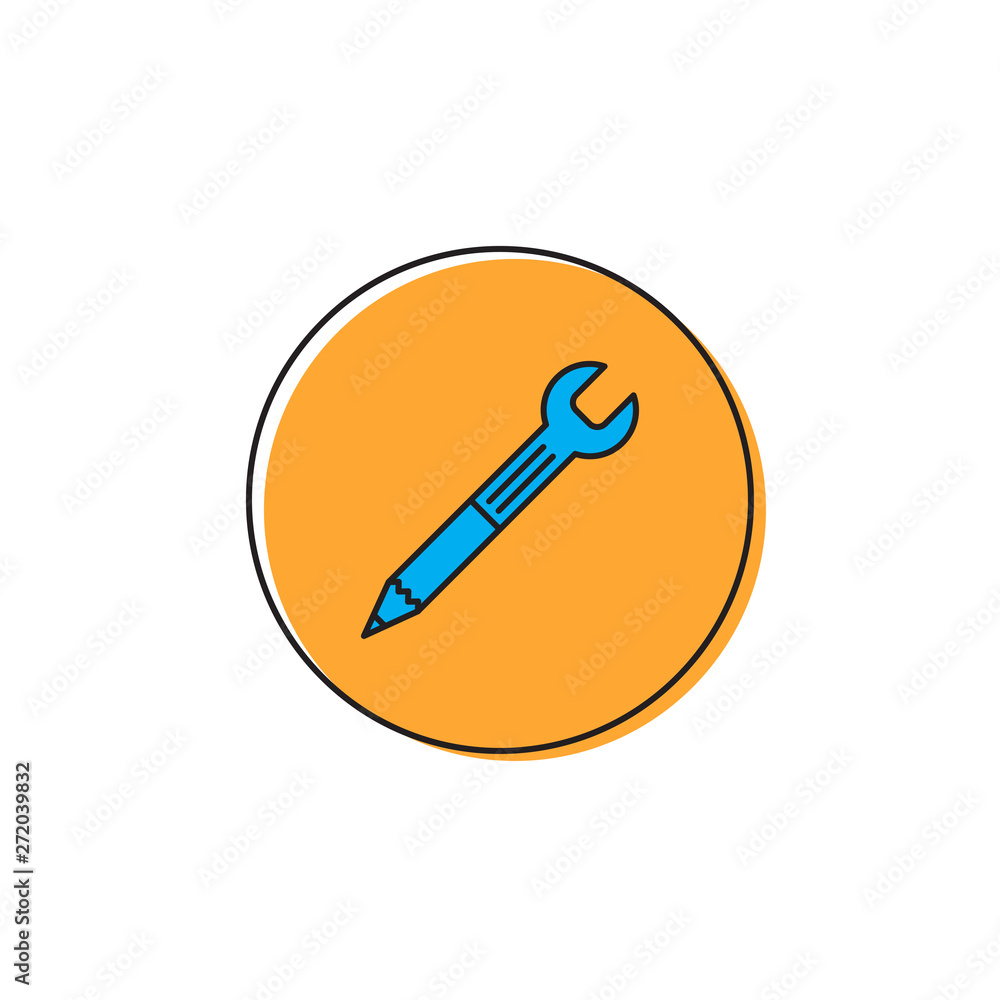Wrench and pencil vector icon concept, isolated on white background