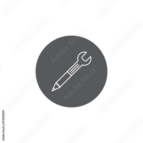 Wrench and pencil vector icon concept, isolated on white background