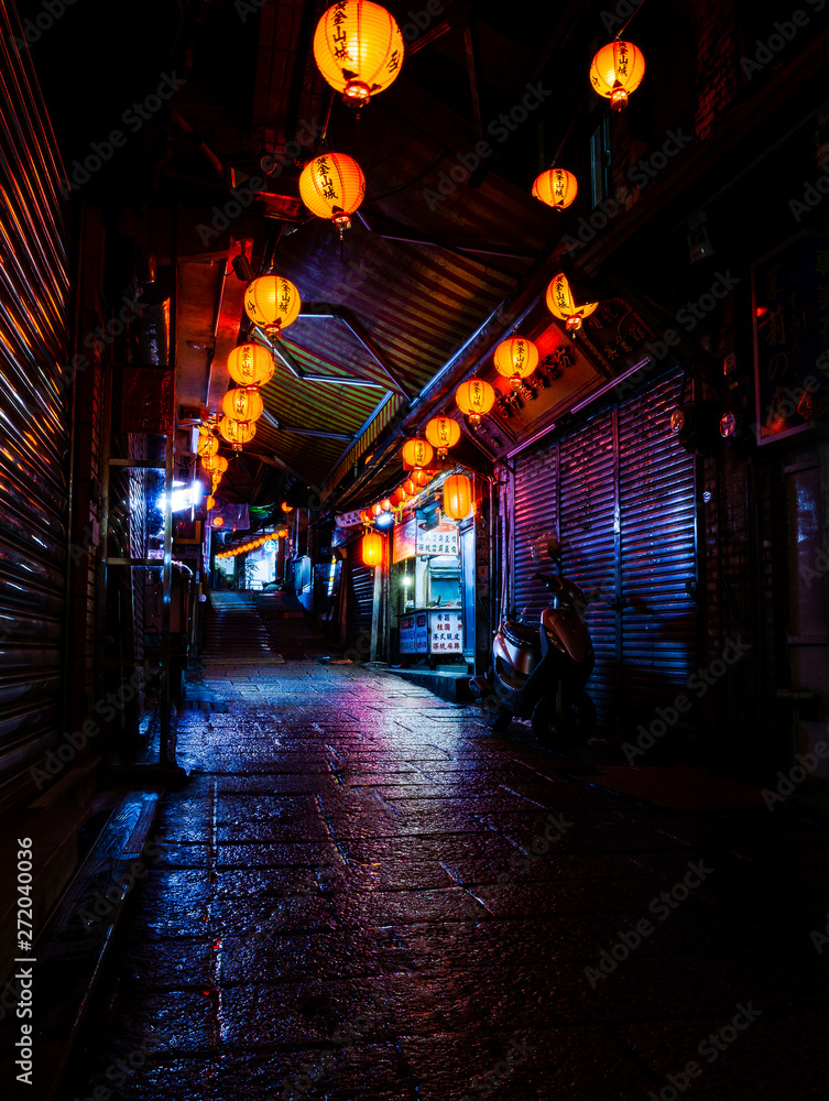 Night alley in Jiufen, Taiwan