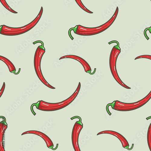Seamless Pattern with Red Chilli Pepper.