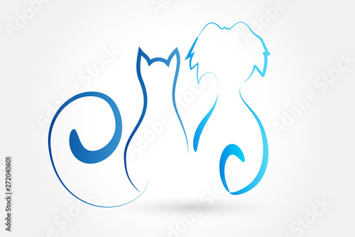 Logo dog and cat line art vector