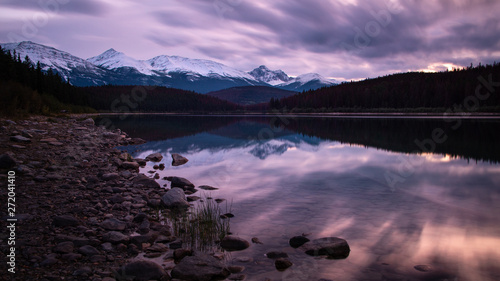 Beautiful Patricia Lake at Sunset, Jasper National Park, Canada photo