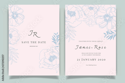 Wedding Invitation, floral invite thank you, rsvp modern card Design in white rose with red berry and leaf greenery  branches decorative Vector elegant rustic template