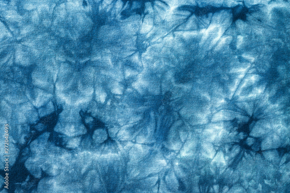 Tie dye pattern with abstract blue background. Detail of cotton fabric ...