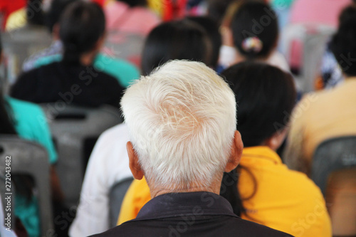 Closeup of grey hair man