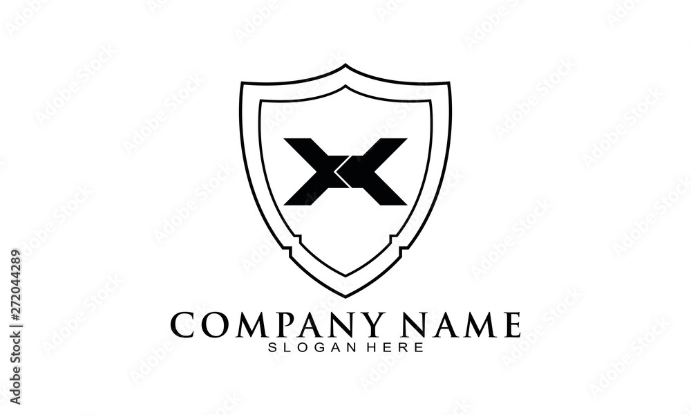 Letter X and shield logo Letter X and shield logo