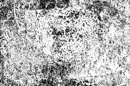 Grunge pattern of scratches, chips, scuffs. Strokes, dry brush on paper. Black and white old faded texture. Monochrome vintage background. Dirty in stains and dust surface