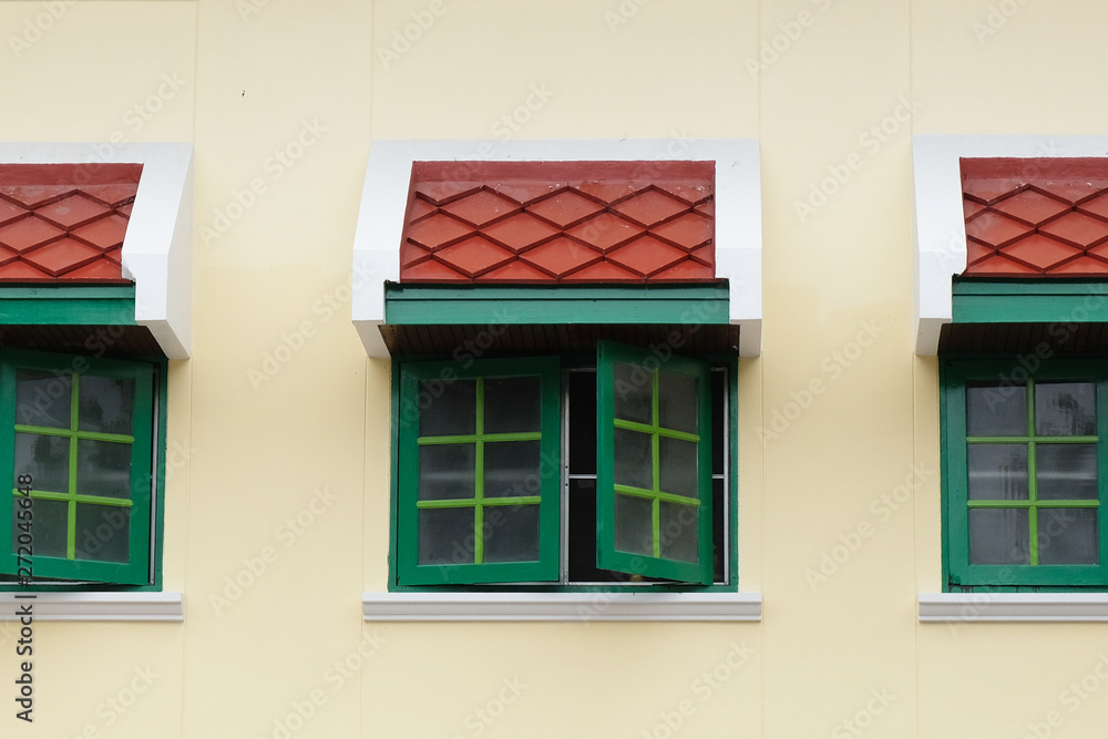 green wooden window . Thailand traditional style