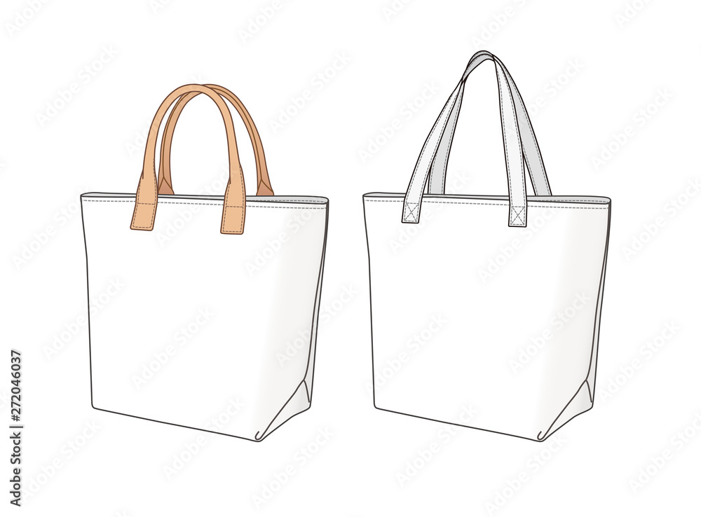 Bag fashion flat technical drawing template Vector Image
