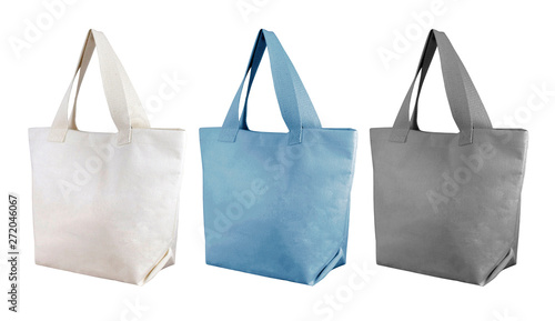 cotton bags, tote shopping bags isolated on white background