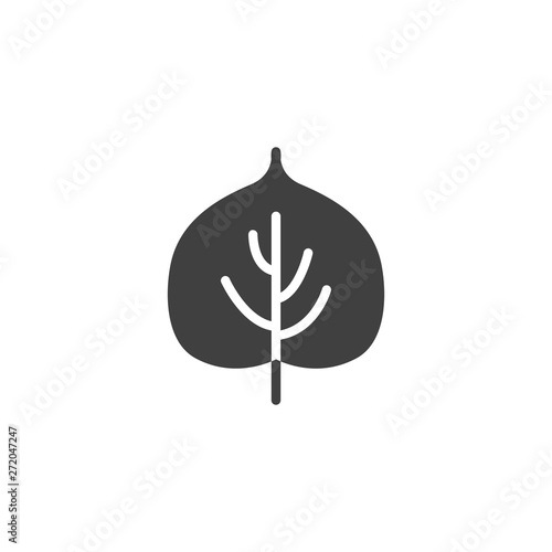 Linden leaf vector icon. Foliage filled flat sign for mobile concept and web design. Leaf of a linden tree glyph icon. Symbol, logo illustration. Vector graphics