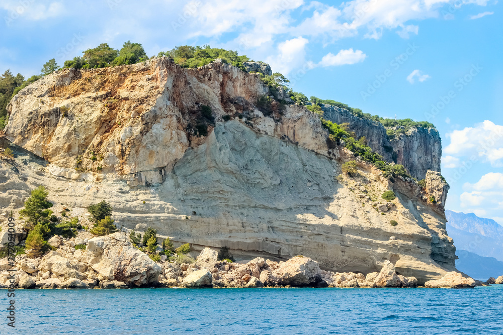 Rocks off the Mediterranean coast (Kemer region) in Turkey