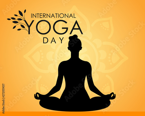 illustration of woman doing asana for International Yoga Day on 21st June - banner
