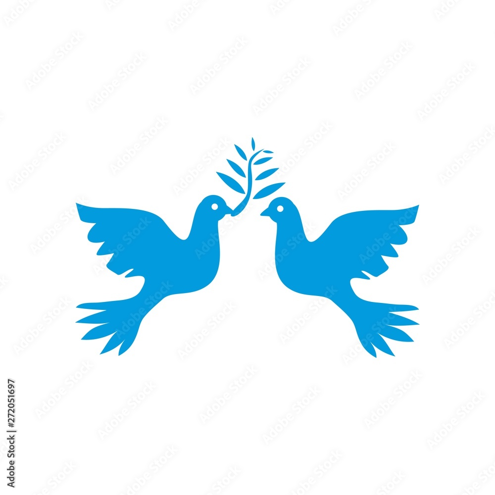 Fototapeta premium Dove vector. Isolated blue icon