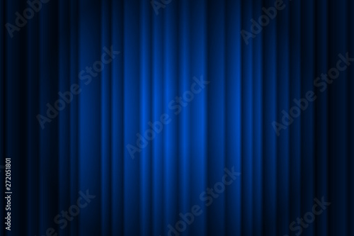 Closed silky luxury blue curtain stage background spotlight beam  illuminated. Theatrical drapes. Vector gradient illustration Stock Vector |  Adobe Stock