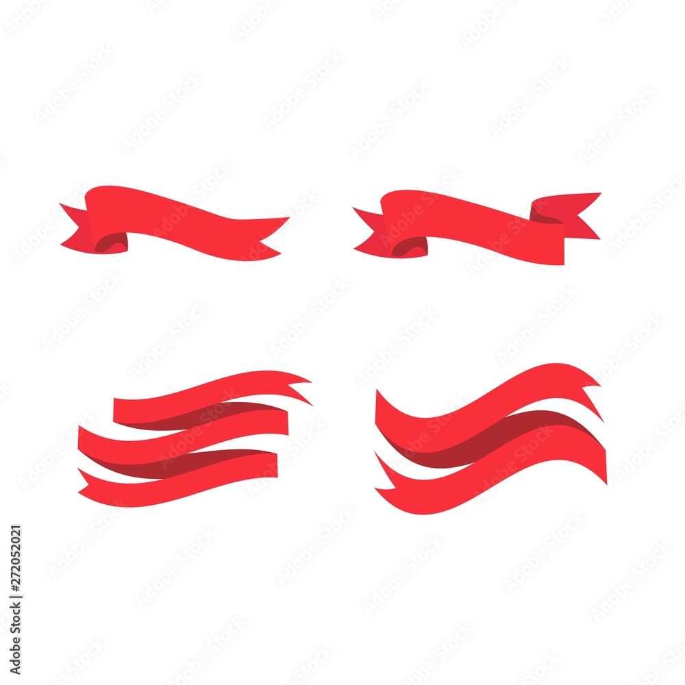 Red ribbons set. design elements isolated on white background. - Vector Red ribbons set. design elements isolated on white background. - Vector