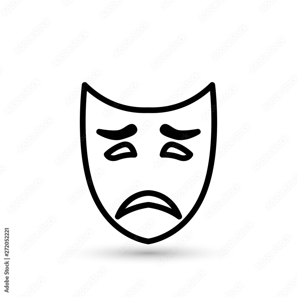 Theater symbol laughing and crying mask drawing