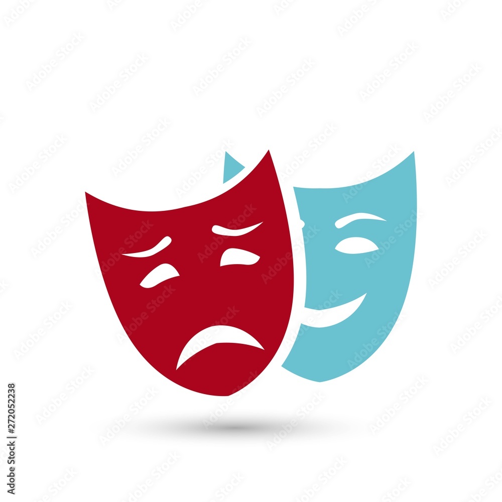 Theater symbol laughing and crying mask drawing Theater symbol laughing and crying mask drawing