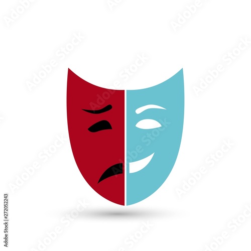 Theater symbol laughing and crying mask drawing