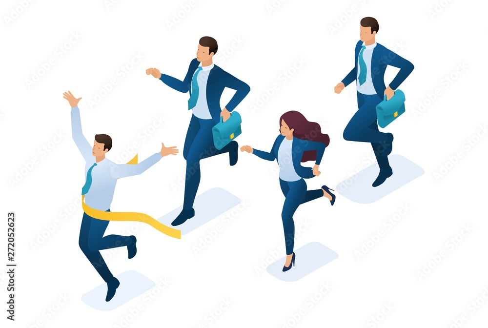 Isometric Successful leader, leading the race, winning at any cost. Concept for web design Isometric Successful leader, leading the race, winning at any cost. Concept for web design