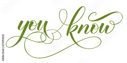 handwritten brush calligraphy You know isolated on white background. Vector illustration.