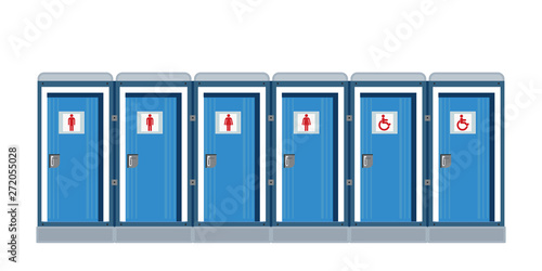 Bio mobile toilets isolated one white.