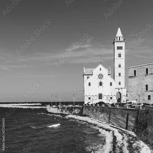 Trani, details in black and white. Sea and religion. Puglia. Italy