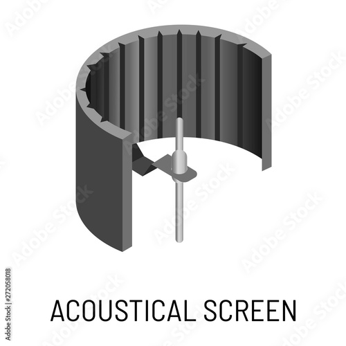 Acoustical screen sound recording studio equipment isolated objects