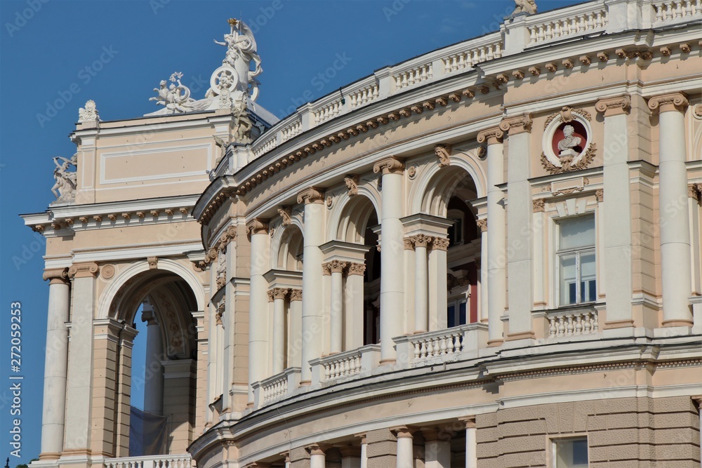Detailed view of the Odessa national opera and ballet theater.