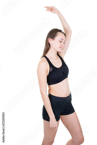 Woman doing yoga exercise fit athletic girl in posture stretching movement © OceanProd