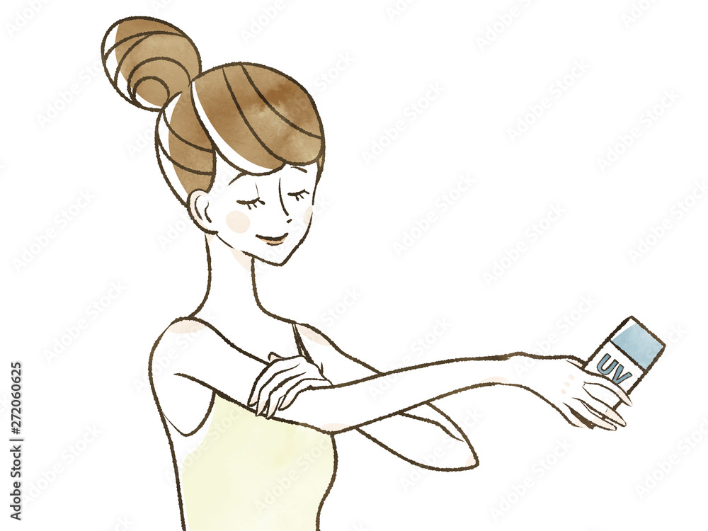 日焼け止めを塗る女性 Stock イラスト Adobe Stock