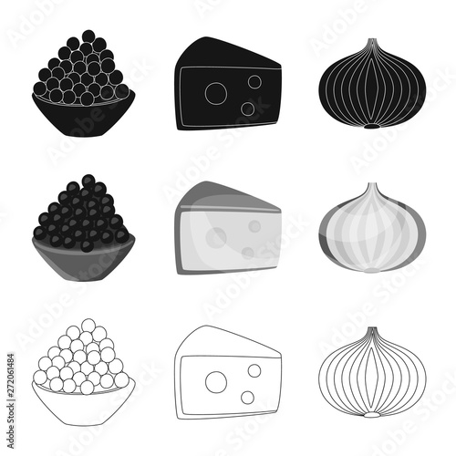 Vector illustration of taste and product logo. Set of taste and cooking vector icon for stock.