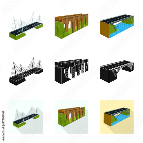 Vector illustration of connection and design icon. Set of connection and side stock vector illustration.