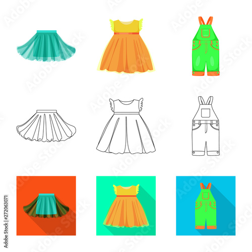 Isolated object of fashion and garment symbol. Set of fashion and cotton stock vector illustration.