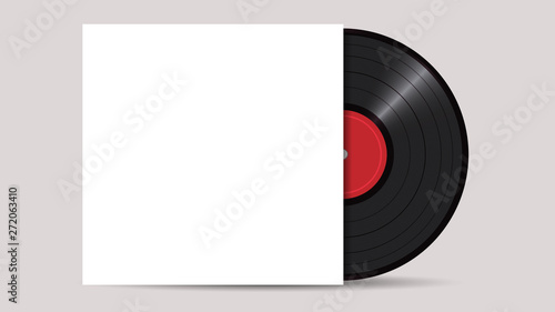 Vinyl Record with Cover Mockup, realistic vector style