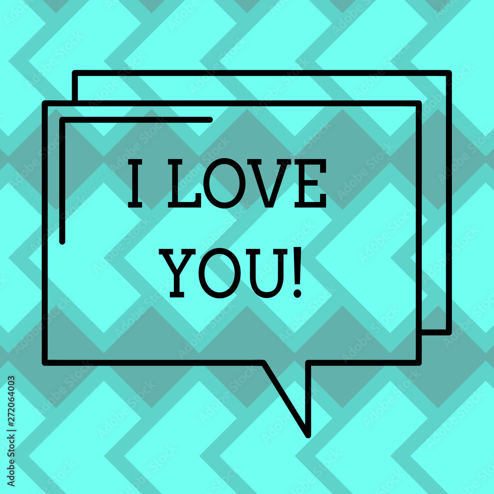 Fototapeta premium Text sign showing I Love You. Conceptual photo Expressing roanalysistic feelings for someone Positive emotion Rectangular Outline Transparent Comic Speech Bubble photo Blank Space