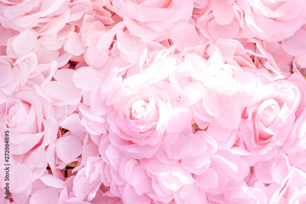 Soft focus of artificial pink roses background