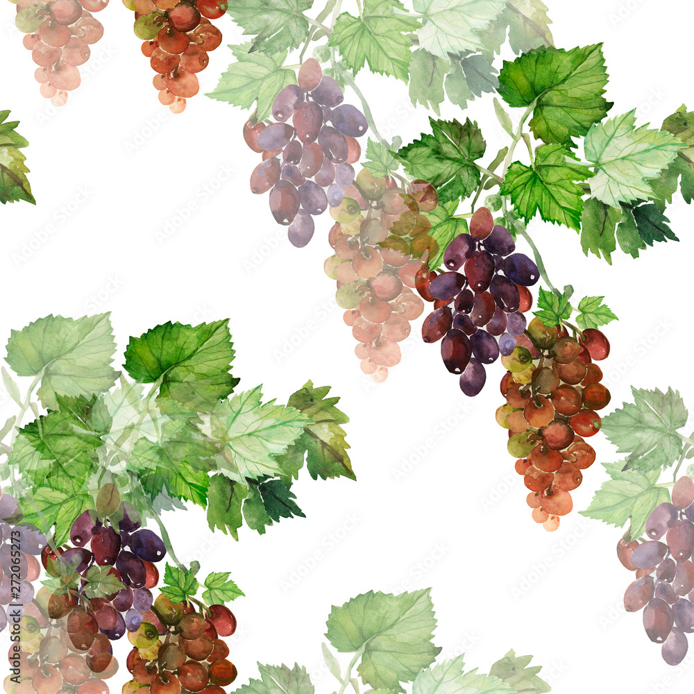 Fototapeta premium Wine.Grape leaves seamless pattern.
