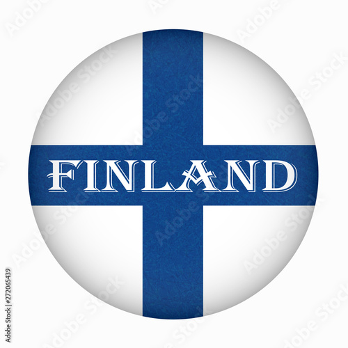 Flag of Finland in circle shape, Scandinavian northern country, isolated Finnish banner with scratched texture, grunge.