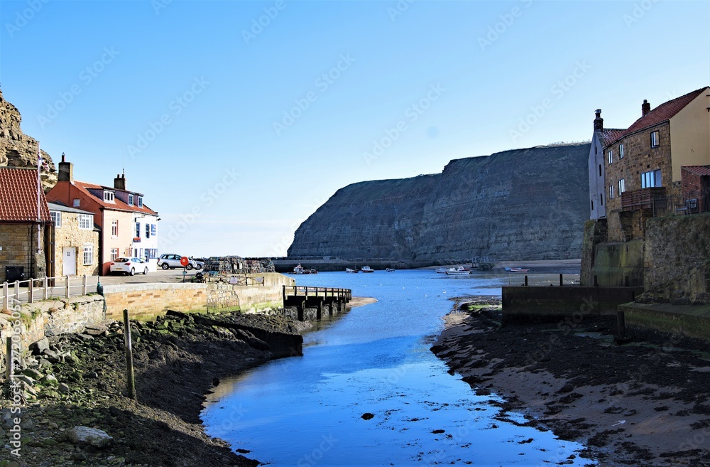 Staithes harbour and Cowbar Nabb, in Staithes, Norh Yorkshire