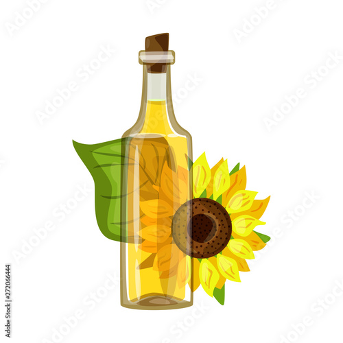 Vector illustration of sunflower and food  symbol. Set of sunflower and pure  stock symbol for web.