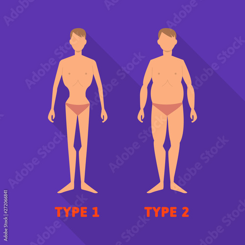 Vector design of men  and obese  logo. Collection of men  and slim  stock vector illustration.