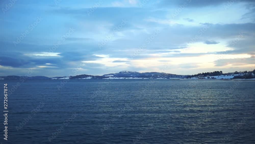 sea and mountains in winter, panorama sea and mountains in winter, panorama