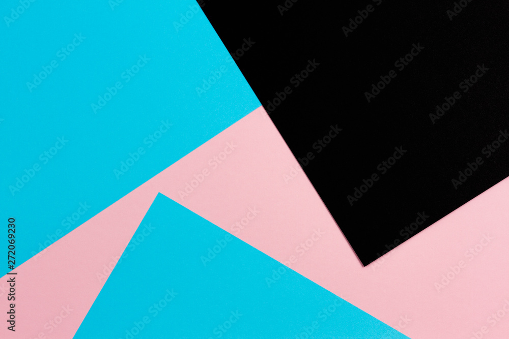 Abstract geometric shape pastel pink, light blue and black color paper background Abstract geometric shape pastel pink, light blue and black color paper background