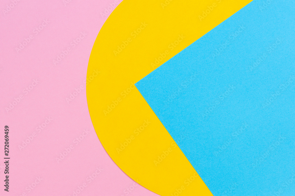 Texture background of fashion papers in memphis geometry style. Yellow, light blue and pastel pink colors. Top view, flat lay Texture background of fashion papers in memphis geometry style. Yellow, light blue and pastel pink colors. Top view, flat lay