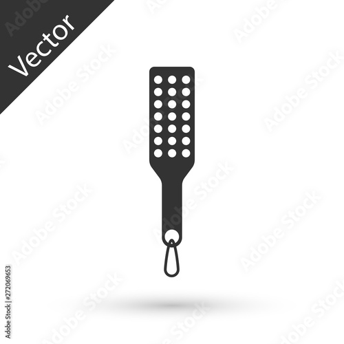 Grey Spanking paddle icon isolated on white background. Fetish accessory. Sex toy for adult.  Vector Illustration