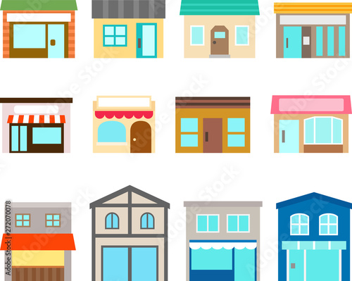 いろいろな小さい店のイラストセット