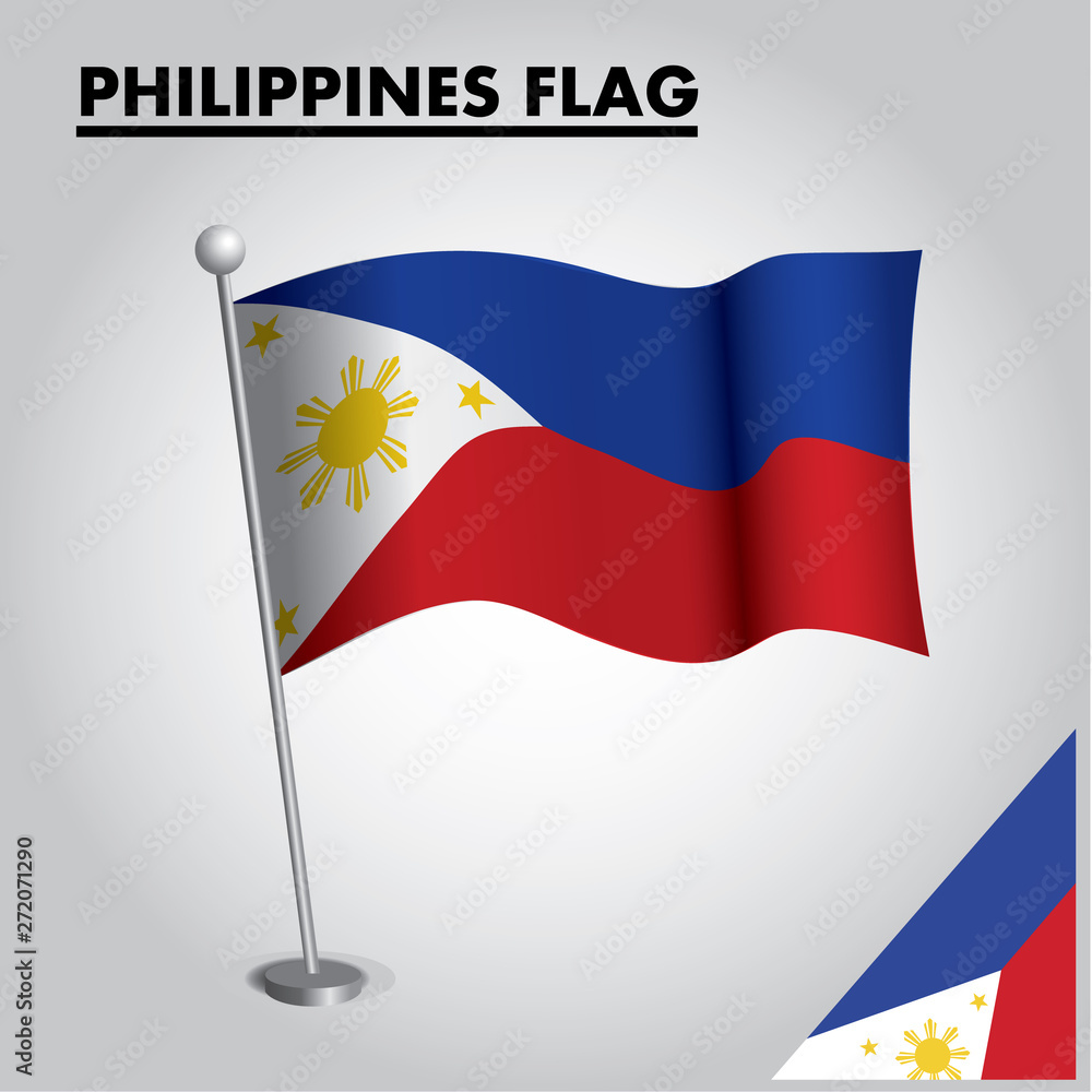 National flag of PHILIPPINES on a pole National flag of PHILIPPINES on a pole