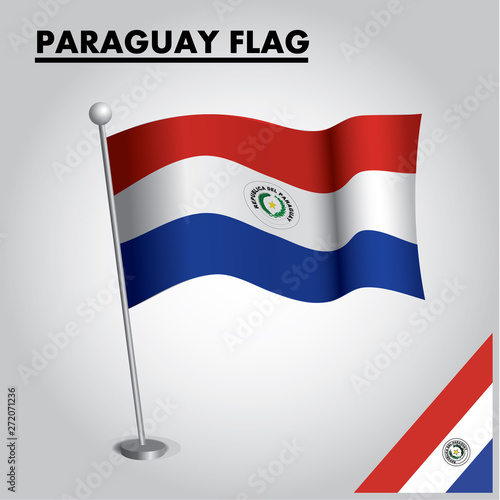 National flag of PARAGUAY on a pole