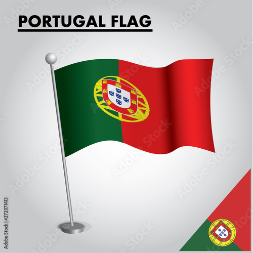 National flag of PORTUGAL on a pole
